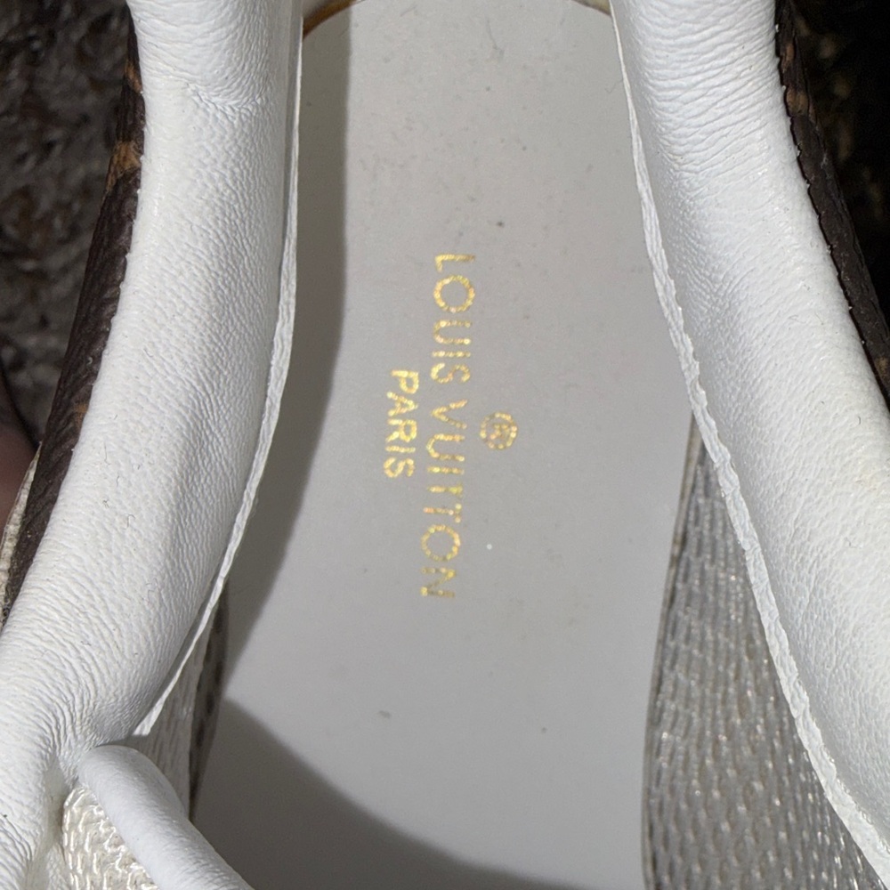 Louis Vuitton White and Brown Sneakers - Picture 5 of 6